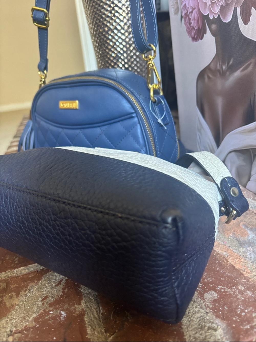 kate spade Navy and White Two-Tone Crossbody and Joy & Iman bag bundle - Picture 4 of 9